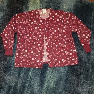 Christmas print scrub jacket